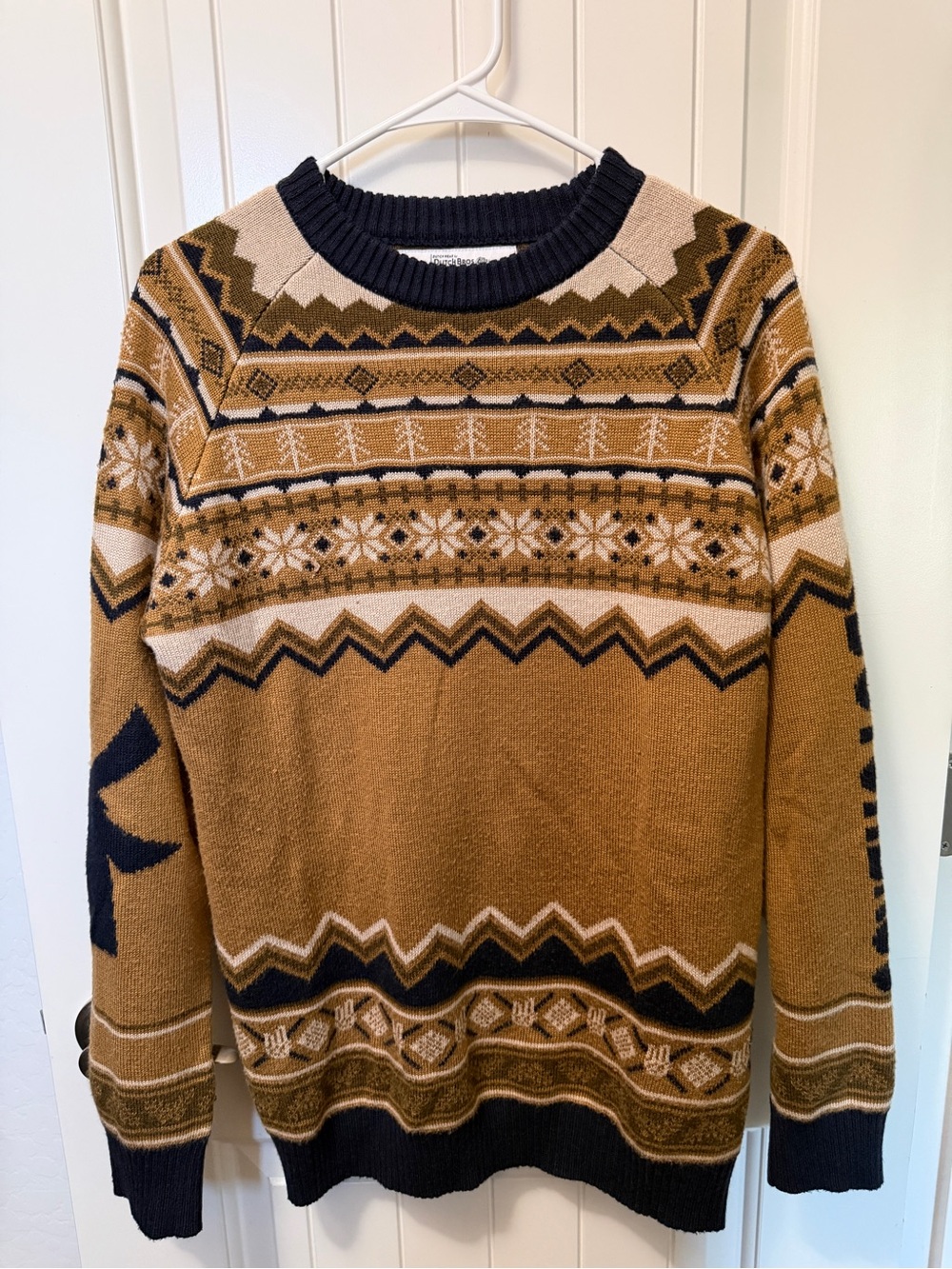 Dutch Bros Men's Crewneck Sweater - Tan, Navy & Cream